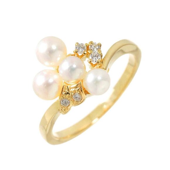 MIKIMOTO Baby Pearl Diamond Ring 18K YG 750 Size4.75-5(US) 90249219